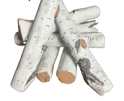 Logs ceramic white birch - logs,